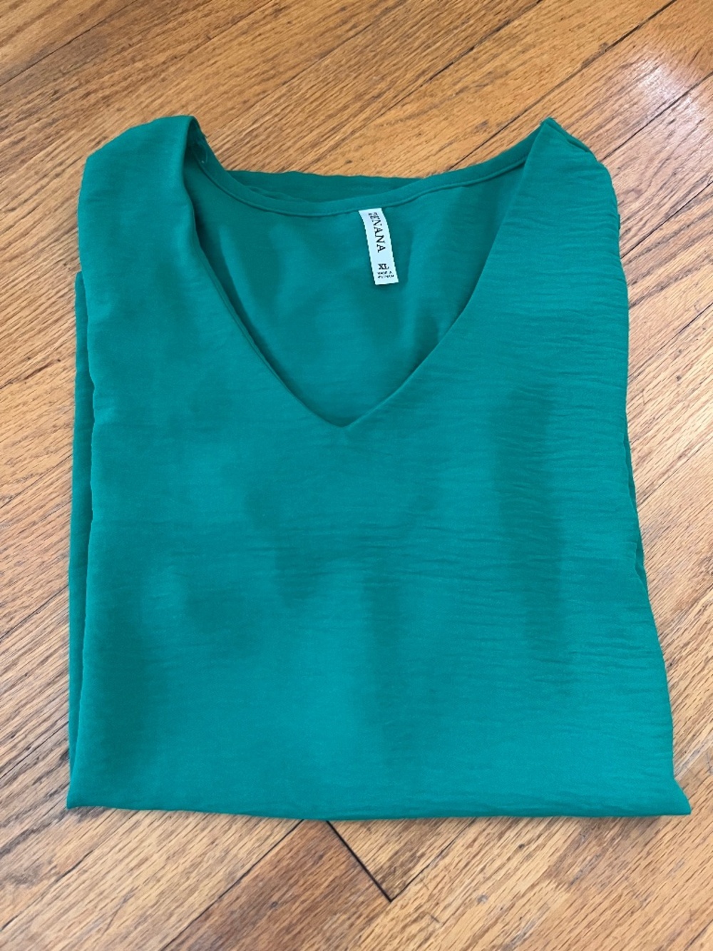 Zenana teal short-sleeve V-neck top featuring flutter sleeves